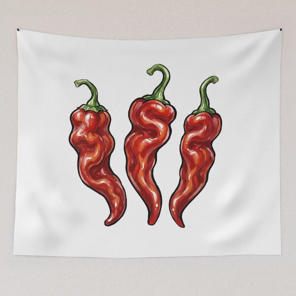 Item preview, Wrinkled Red Chili Peppers – Shiny Spicy Pepper Illustration designed and sold by Verycutethings.