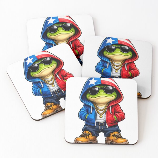 Item preview, Cool Coqui Frog Puerto Rican Flag Outfit Vibes Boricua designed and sold by ClubGamers.