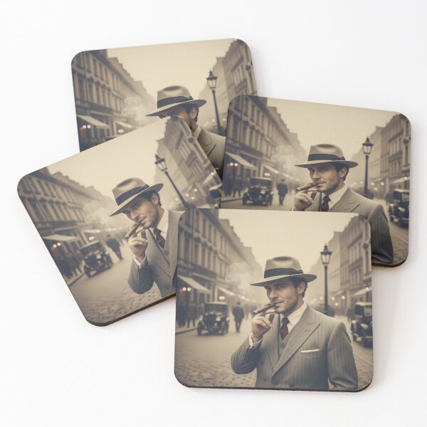 Item preview, Classic Cinema Noir Gentleman Street Portrait Art designed and sold by HuzzyPrints.