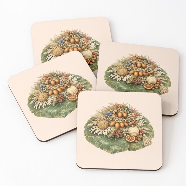 Item preview, Natural Boho Botanical Holiday Art on Tropical Leaf designed and sold by NatureFloralArts.