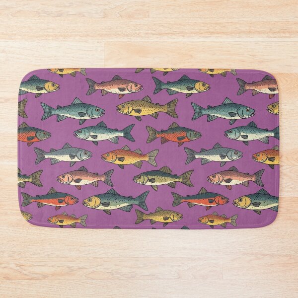 Item preview, Fish Pattern - Retro River Design (purple) designed and sold by JawKneeArt.