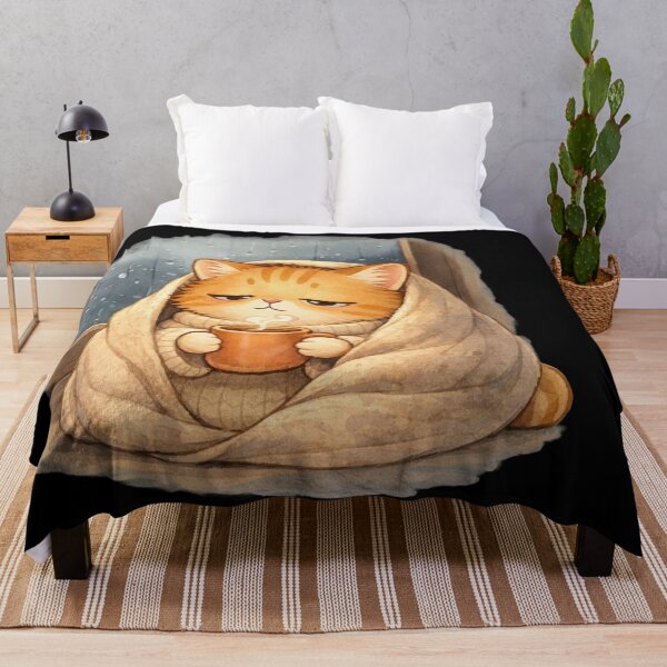 Item preview, Cozy Rain Coffee Cat designed and sold by Modern Badge.