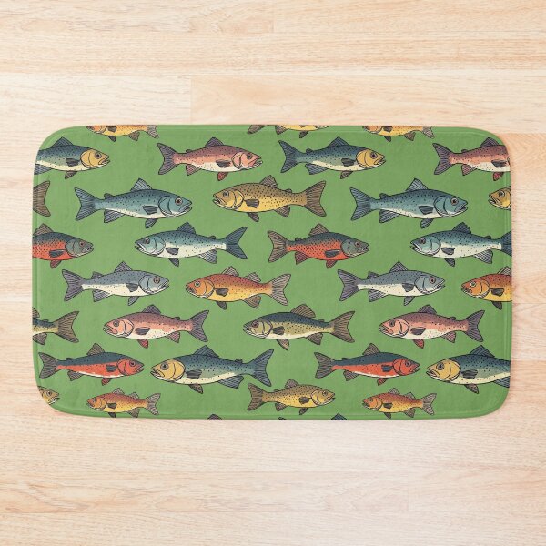 Item preview, Fish Pattern - Retro River Design (green) designed and sold by JawKneeArt.