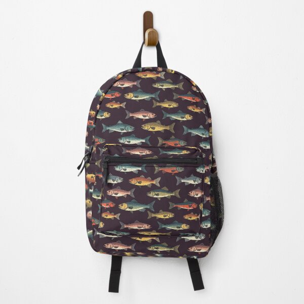 Item preview, Fish Pattern - Retro River Design (dark) designed and sold by JawKneeArt.