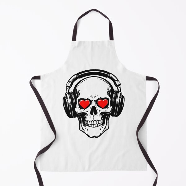 Item preview, Skull with Heart Eyes Headphones – Valentine Gothic Music Art designed and sold by Artinkcreative.