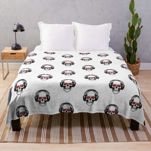 Item preview, Skull with Heart Eyes Headphones – Valentine Gothic Music Art designed and sold by Artinkcreative.