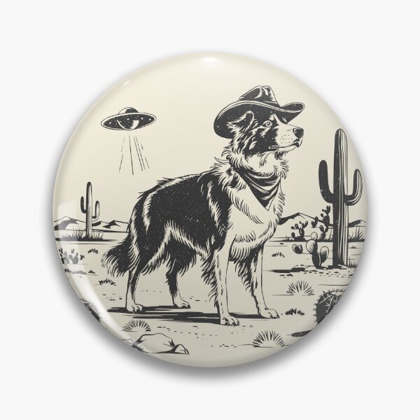 Item preview, Border Collie UFO Retro Western Cowboy Dog designed and sold by Y-Vibes.