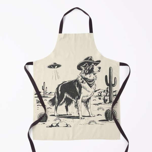 Item preview, Border Collie UFO Retro Western Cowboy Dog designed and sold by Y-Vibes.