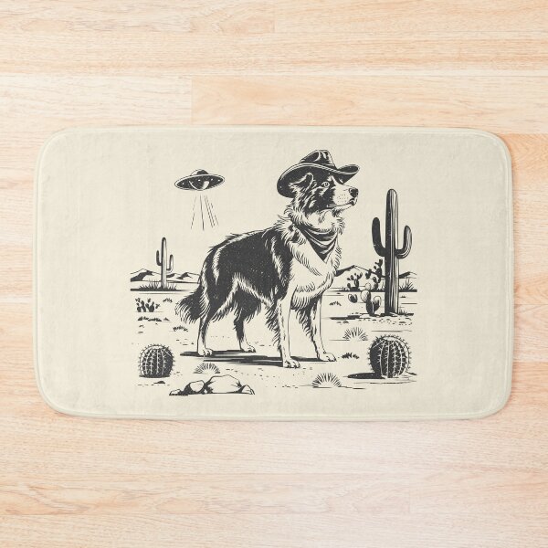 Item preview, Border Collie UFO Retro Western Cowboy Dog designed and sold by Y-Vibes.