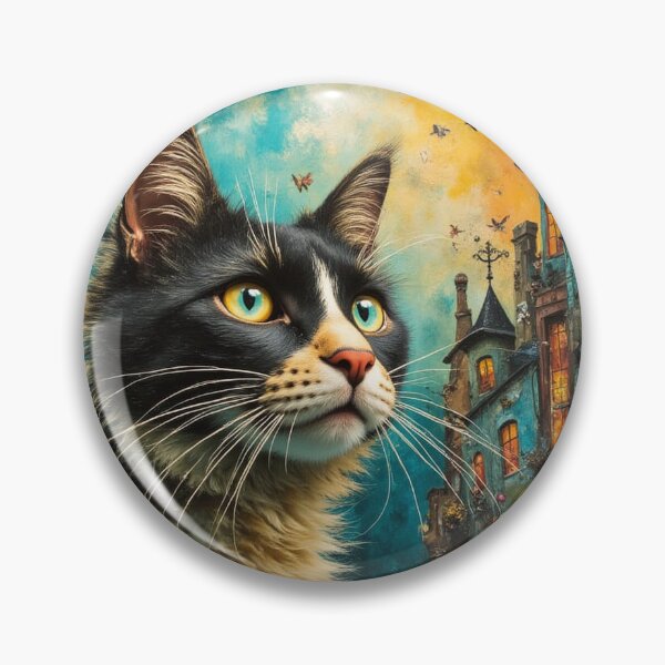 Item preview, Whimsical Cat in European Village designed and sold by Beyond The Canvas.