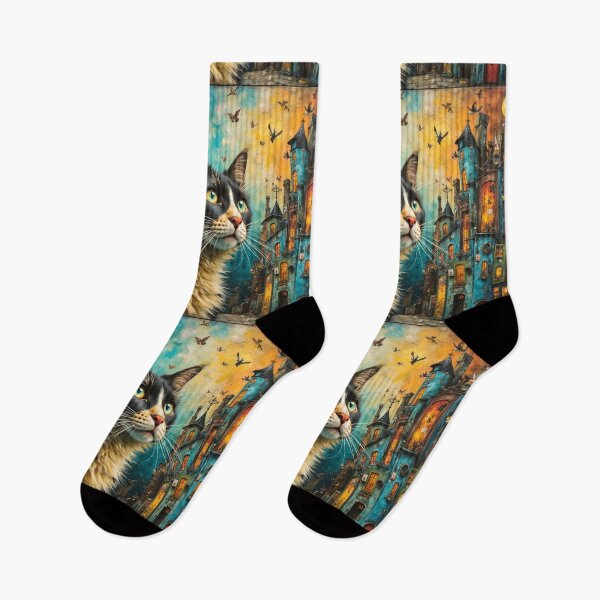 Item preview, Whimsical Cat in European Village designed and sold by Beyond The Canvas.