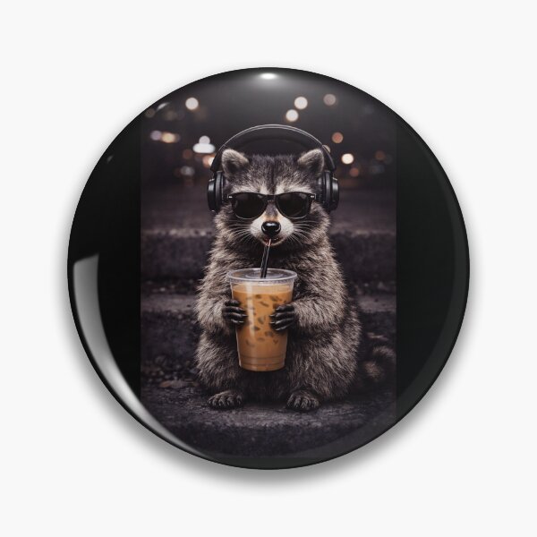 Item preview, raccoon drinking iced coffee funny designed and sold by Kladhadredo.