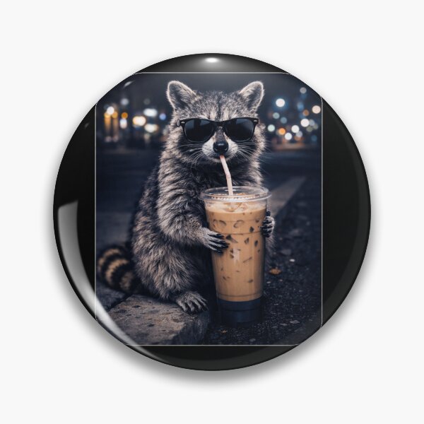 Item preview, raccoon drinking iced coffee funny designed and sold by Kladhadredo.