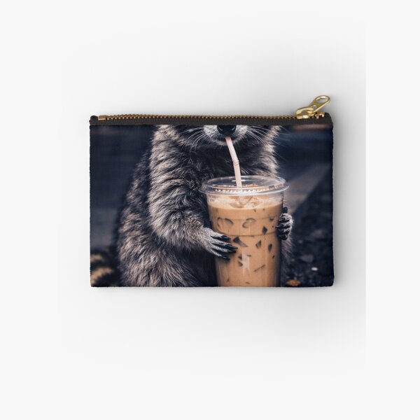 Item preview, raccoon drinking iced coffee funny designed and sold by Kladhadredo.