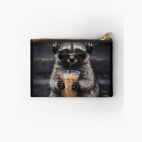 Item preview, raccoon drinking iced coffee funny designed and sold by Kladhadredo.