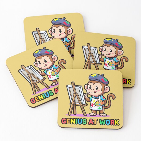 Item preview, Genius At Work Cute Artist Monkey designed and sold by WildCute.