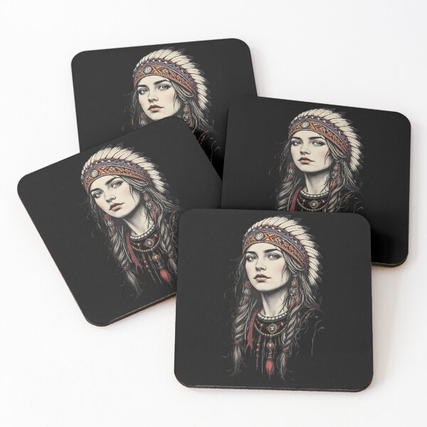 Item preview, Boho Tribal Woman Portrait – Native Feather Headdress Art designed and sold by Ahmed-G-Designs.