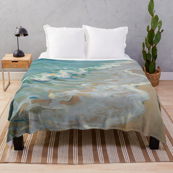 Aperçu de l'œuvre Peinture à l'huile bleue représentant des vagues sur la plage créée et vendue par druidwolfart.