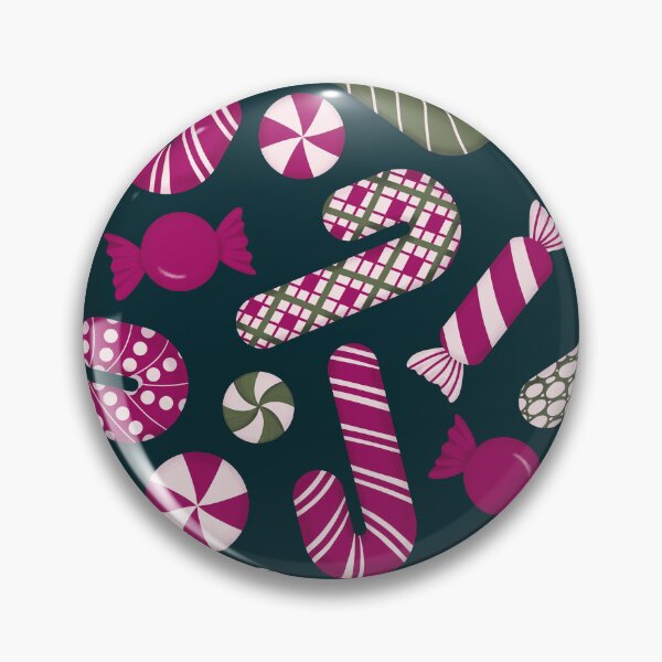Item preview, Candies & Candy Canes Magenta Fuchsia Pink Olive Green On Pine Forest designed and sold by thecolorbirdie.