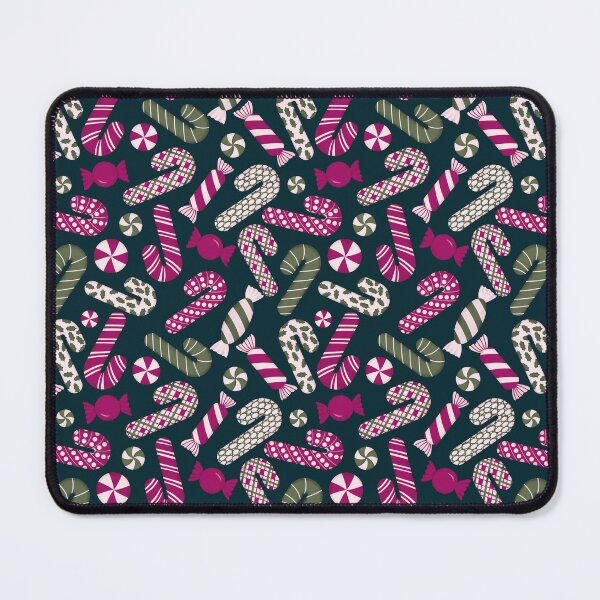 Item preview, Candies & Candy Canes Magenta Fuchsia Pink Olive Green On Pine Forest designed and sold by thecolorbirdie.
