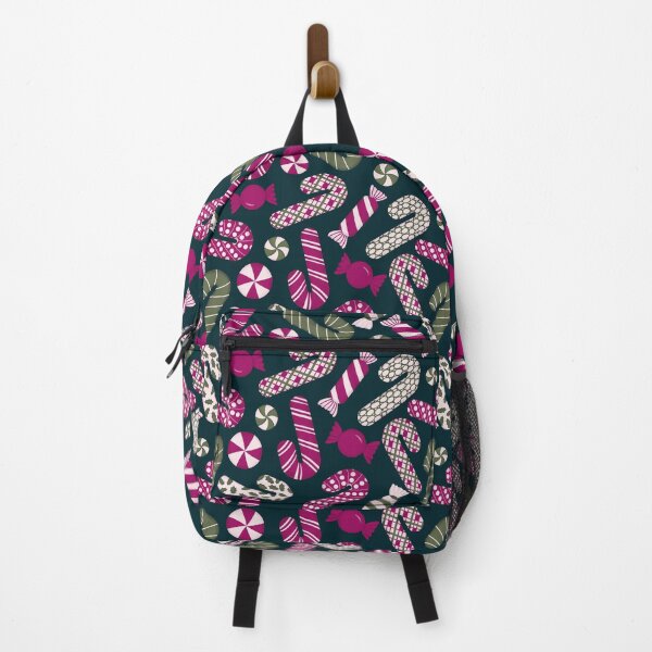 Item preview, Candies & Candy Canes Magenta Fuchsia Pink Olive Green On Pine Forest designed and sold by thecolorbirdie.