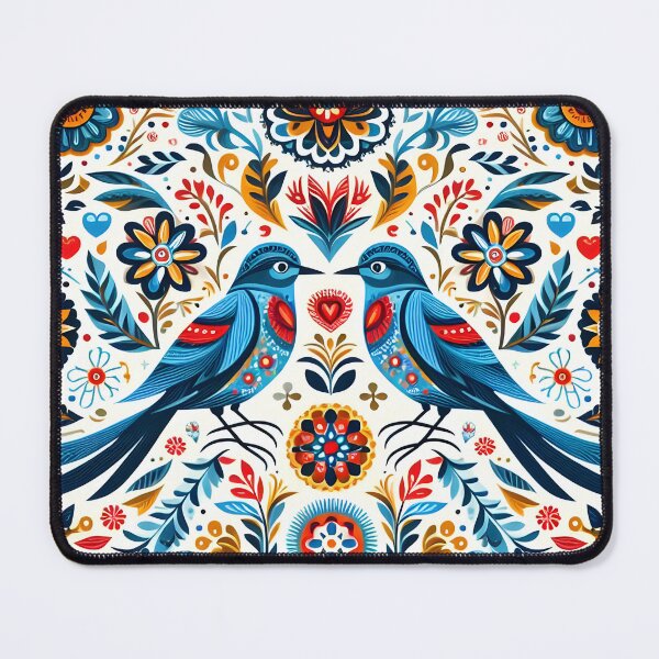 Item preview, Scandinavian Folk Art Two Love Birds by heidiannemorris © designed and sold by FOLK ART FUSION.