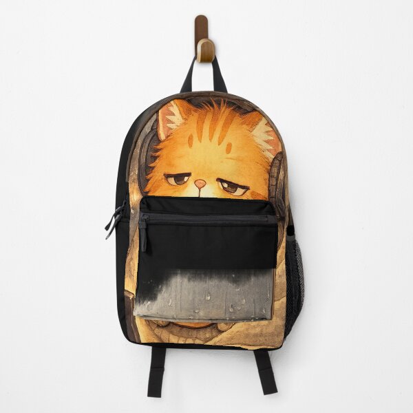 Item preview, Cozy Orange Cat Working From Home in Rain designed and sold by Modern Badge.