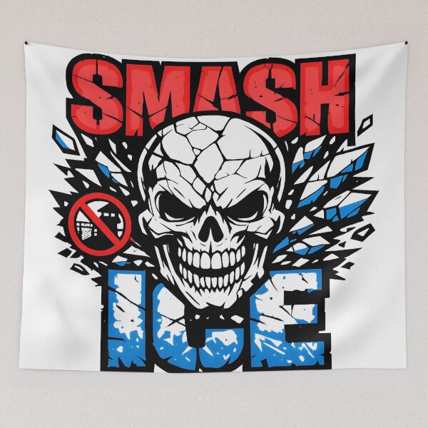 Item preview, Smash ICE Skull T-Shirt Abolish ICE Protest Aggressive Skull Tee designed and sold by WAUZ.