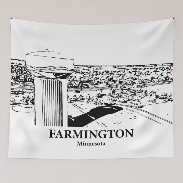 Item preview, Farmington MN - Ink Cityscape Illustration designed and sold by Lakeric Cityscapes.