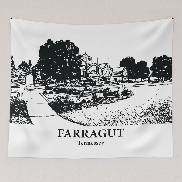 Item preview, Farragut TN - Ink Cityscape Illustration designed and sold by Lakeric Cityscapes.