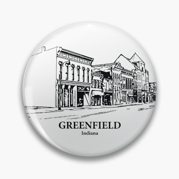Item preview, Greenfield IN - Ink Cityscape Illustration designed and sold by Lakeric Cityscapes.