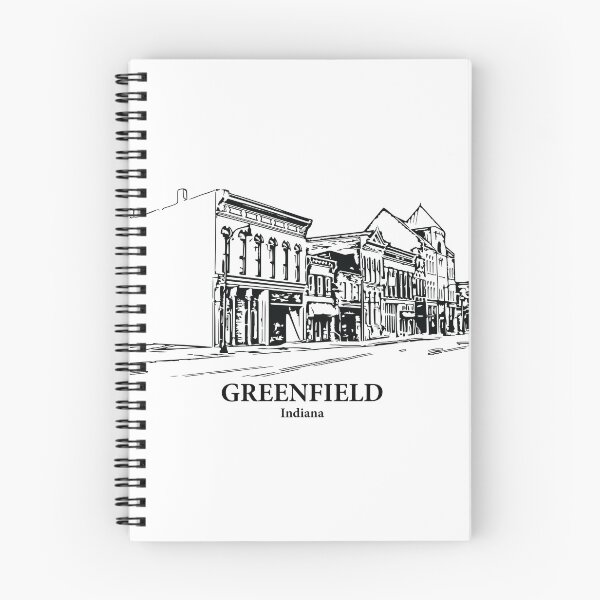 Item preview, Greenfield IN - Ink Cityscape Illustration designed and sold by Lakeric.