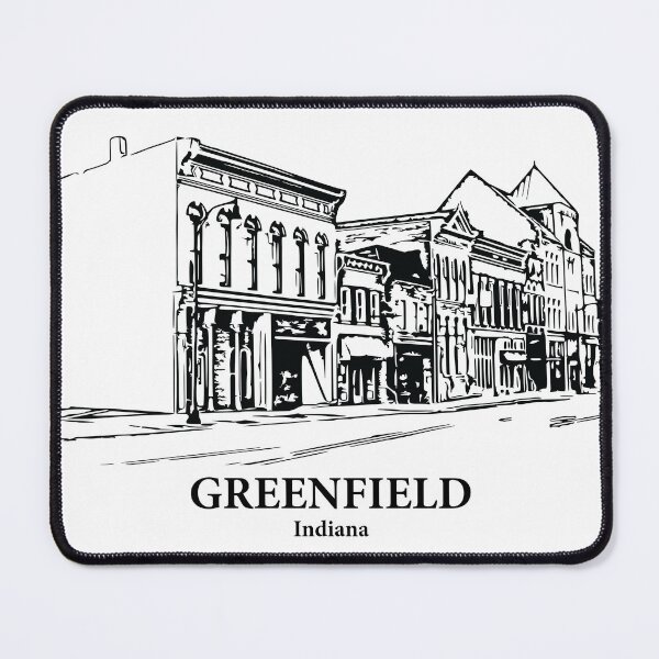 Item preview, Greenfield IN - Ink Cityscape Illustration designed and sold by Lakeric Cityscapes.