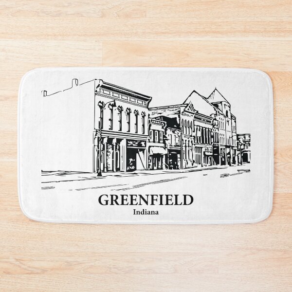 Item preview, Greenfield IN - Ink Cityscape Illustration designed and sold by Lakeric Cityscapes.