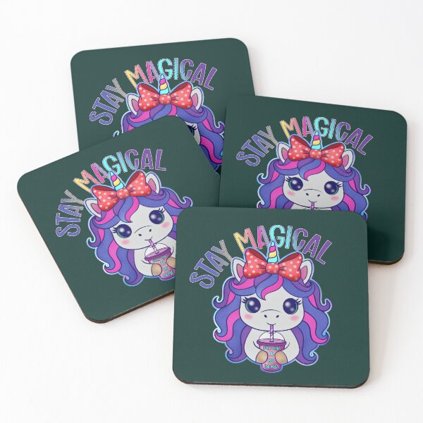 Item preview, Stay Magical Cute Kawaii Unicorn Sipping  designed and sold by Ink & Kind Studio.