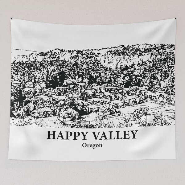 Item preview, Happy Valley OR - Ink Cityscape Illustration designed and sold by Lakeric Cityscapes.