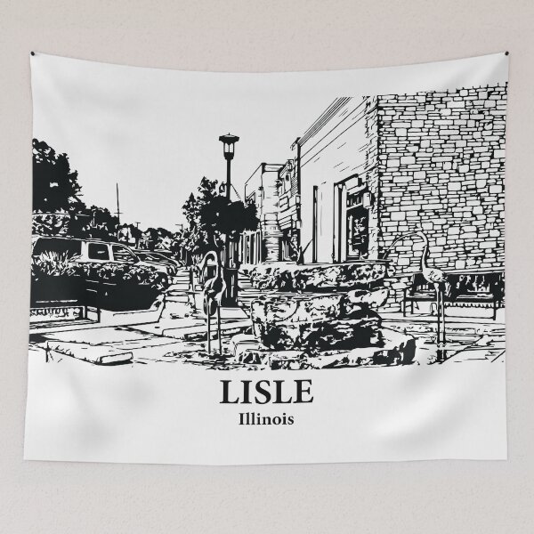 Item preview, Lisle IL - Ink Cityscape Illustration designed and sold by Lakeric Cityscapes.