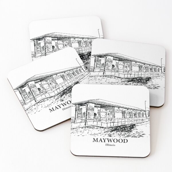 Item preview, Maywood IL - Ink Cityscape Illustration designed and sold by Lakeric Cityscapes.