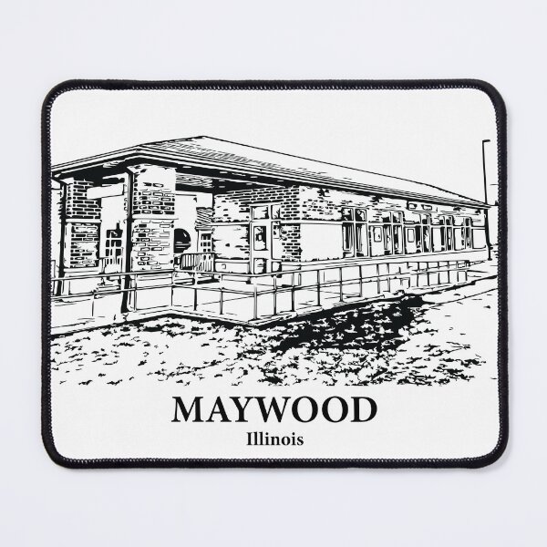 Item preview, Maywood IL - Ink Cityscape Illustration designed and sold by Lakeric Cityscapes.