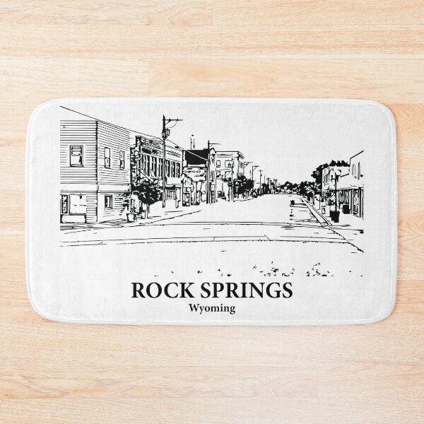 Item preview, Rock Springs WY - Ink Cityscape Illustration designed and sold by Lakeric.