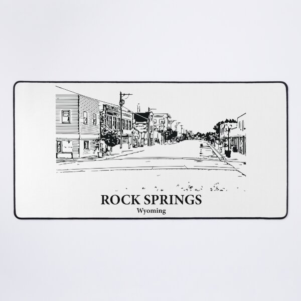 Item preview, Rock Springs WY - Ink Cityscape Illustration designed and sold by Lakeric.