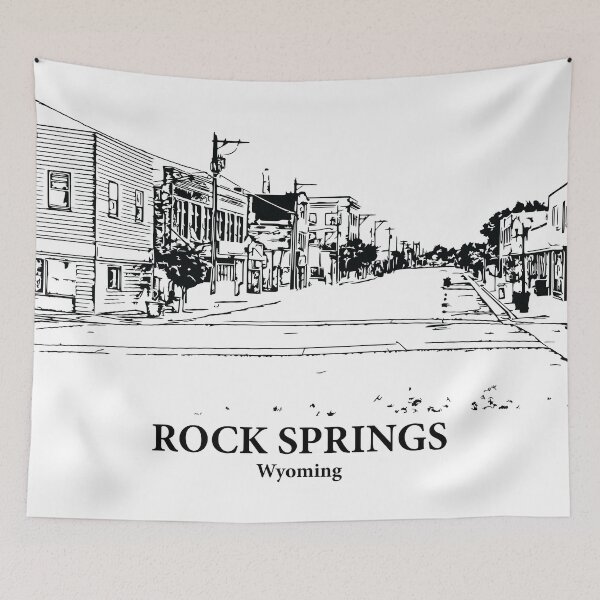 Item preview, Rock Springs WY - Ink Cityscape Illustration designed and sold by Lakeric Cityscapes.