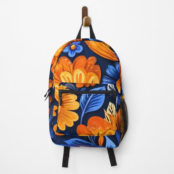 Item preview, Heart №96 Vibrant Folk Art Heart with Blue and Orange Blooms designed and sold by SyberGen.