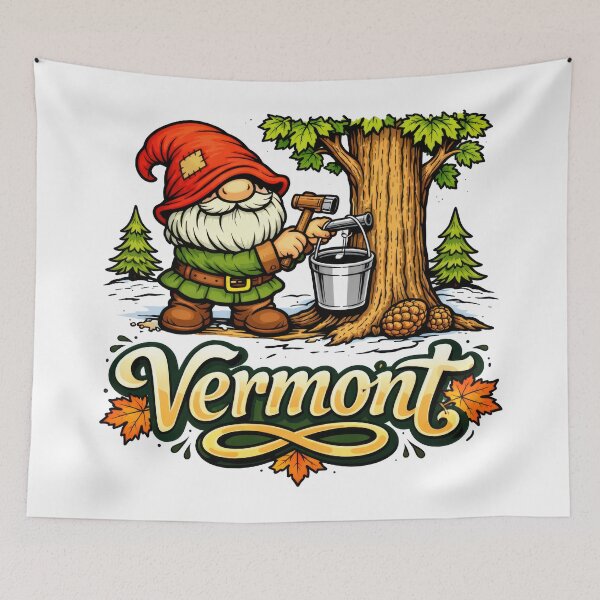 Item preview, Gnome Tapping Maple Tree in Vermont designed and sold by Moriarty's Digital Visions.