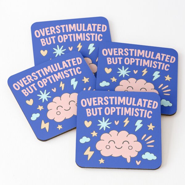 Item preview, Overstimulated but Optimistic - funny, ADHD, quirky, happy design | Scatterbrained Society. designed and sold by SBSociety.