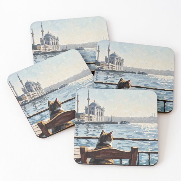 Item preview, Istanbul Ortaköy Mosque & Cat View - Oil Painting Art designed and sold by Ascend777.