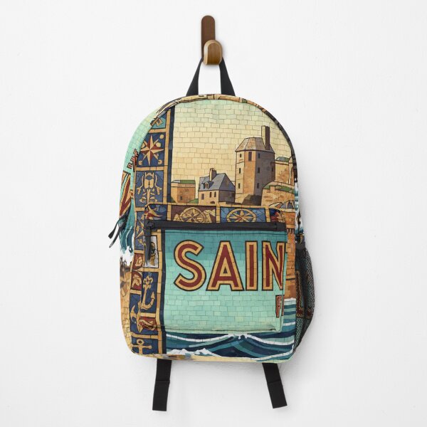 Item preview, Saint-Malo France Walled City Mosaic - Vintage Coastal Travel Poster designed and sold by FrancophileFun.