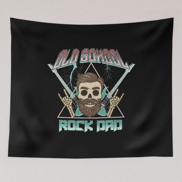 Item preview, Old School Rock Dad — Vintage Hand-Drawn Skull & Guitars designed and sold by Nacho Average Designs.