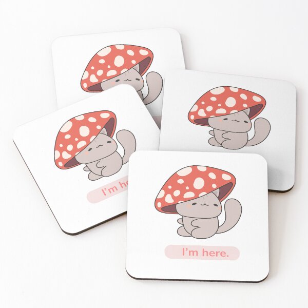Item preview, I'm here – Cozy Mushroom Cat Kawaii Sticker designed and sold by MoonlightEleven.