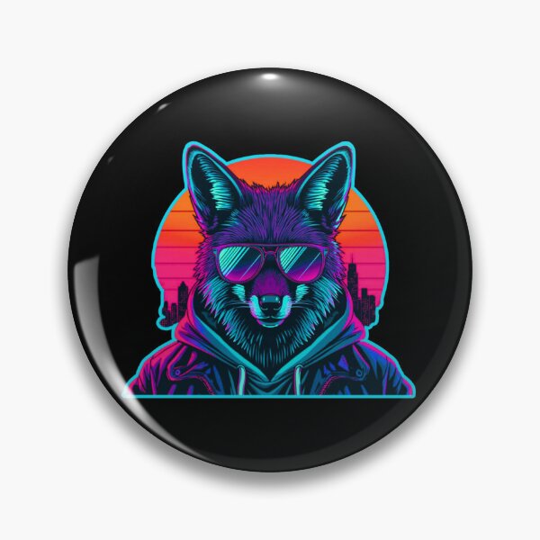 Item preview, Neon Wolf Cyberpunk Synthwave Art – Miami Nights Streetwear Design designed and sold by GreennieArt.